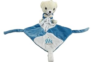 OLYMPIQUE DE MARSEILLE Doudou Bleu Enfant avec Attache tétine Om - Collection Officielle