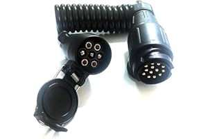 JVJ 7 Pin to 13 Pin Trailer Adapter - Extension Lead Converter with Cable Wiring Connector - 12V Plug Socket for Boat, Car, Tractor, Caravan