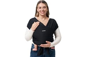 Momcozy Fular portabebés recién nacidos – Fácil de poner anillo de sling Fular portabebés transpirable para manos libres – Portabebés ajustable de 3,6 kg a 15 kg (negro)
