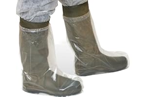 ‎BICAP 100 Stück Überstiefel aus PE-Folie, feste Qualität, transparent, mit Gummizug (Überschuhe - Stiefelüberzieher)