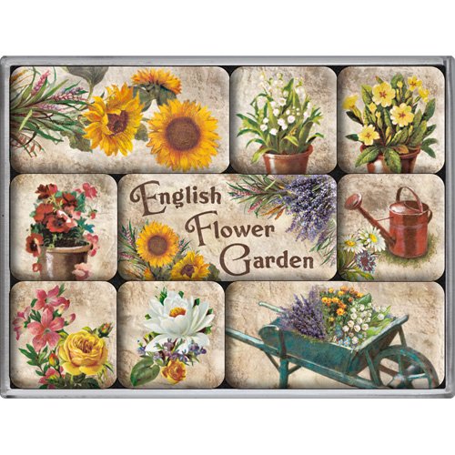 Nostalgic-Art 83042 Home und Country English Flower Garden, Magnet-Set, 9-teilig