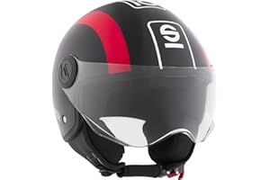Sparco Riders SP601 Demi-Jet kask motocyklowy, do skutera ECE 22.06, z homologacją, kask Demi-Jet z wizjerem zapobiegającym zarysowaniom i wyzwalaniem mikrometrycznym