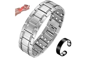 ‎CIGMAG Cigmag Lymphdrainage Magnetarmband Herren Ultrastarke Magnete Edelstahl verstellbar mit Entnahmewerkzeug und Geschenkbox (Silber)