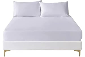 Funky Gadgets Super King Size Deep Fitted Sheets- White 100% Egyptian Cotton Bedding Sheet- Deep Fitted Sheet 30 Extra Deep Pocket Bedsheets Plain Dyed Bedding Set no Pillow case