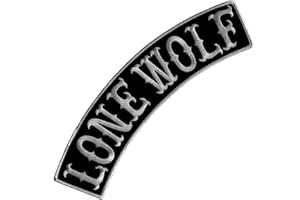 VEGASBEE® Lone Wolf Embroidered Iron-On Patch Biker Jacket Rider Vest TOP Rocker 12" USA (Black-Gray)