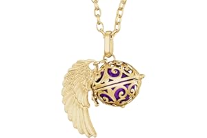Morella Femme Collier Ange Gardien en Acier Inoxydable Or 70 cm avec Ailes d'ange et Boule sonore en zircons 16 mm dans Une Pochette en Velours
