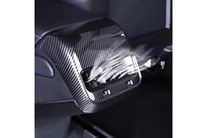 KKTR-CAR Tesla Model 3/Y 2017-2022 Console arrière centre air garniture fibre de carbone texture AC prises d'air couverture (Carbone brillant)