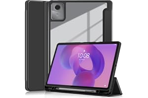 YRH Custodia per Lenovo Idea Tab con portapenne 11 pollici 2025 [Auto Wake/Sleep] Trasparente Back Case per tablet Lenovo Idea 11" [TB336ZU /TB336FU] (Nero)
