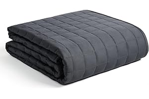 ‎YNM YNM Gewichtsdecke für Schlaf, Stress und Angst, 100 % Baumwollmaterial mit Glasperlen (dunkelgrau, 152 cm x 203 cm, 11 kg, geeignet für eine Person, Verwendung auf Doppel- und Kingsize-Betten