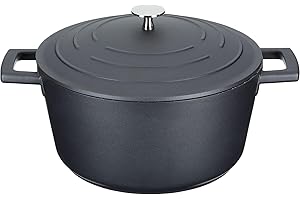MasterClass Casserole Dish With Lid, Medium 4L/24 cm, Lightweight Cast Aluminium, Induction Hob And Oven Safe, Black
