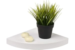 OPTIMAL PRODUCTS High Gloss Floating Corner Shelf Wall Mounted Storage Unit Shelving Display Kit Home & Kitchen Storage Organisation Racks Shelves Drawer Corner Shelves (High Gloss White)