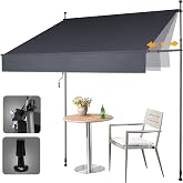 HOMEDEMO Retractable Balcony Blind, UV Resistant, Manual Retractable Awning, Height and Tilt, for Garden, Patio, Dark Grey, 1