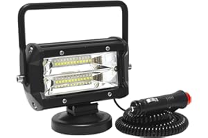 ‎WILLPOWER Willpower 1 Pcs LED Arbeitsscheinwerfer, 7 Zoll 36W Flutlicht LED Fernscheinwerfer, IP67 Wasserdicht, Magnetischer Fuß, 12V für Auto, Bagger, Anhänger, Traktoren, LKW, SUV, Offroad