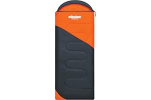 MILESTONE CAMPING Milestone Hooded Sleeping Bag / 3 Season Single Envelope Style / 250gsm Water Resistant with Carry Sack for Camping Outdoors / 220 x 80cm