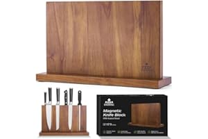 ENOKING Grand Bloc à Couteaux Magnétique 38,6 x 23 cm, Double Face Porte Couteaux Aimanté, Bloc Couteaux Cuisine en Bois d'Acacia, Range Couteau de Cuisine avec Aimant Puissant