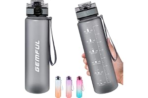 GEMFUL Sports Water Bottle 1L Wide Mouth for Picnic Beach Vacation | Tritan Bpa Free Material