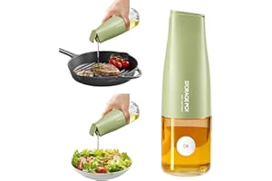 YARRAMATE Auto Flip Olive Oil Dispenser Bottle for Kitchen – 17oz/500ml Cooking Glass Cruet with Pourer, Vinegar, Soy Sauce Container (Green), Labels