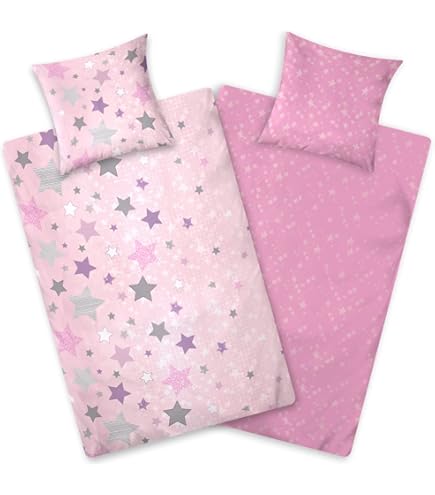 Set Biancheria Da Letto In Flanella 100% Cotone 135x200 - Motivo Stelle Blu - Morbido E Caldo, Federa 80x80 - 2