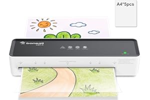 Bonsaii A4 Laminator Machine with 5 Laminating Sheets – 80-100mic Compatible, Compact & Portable Design, ABS Jam Release for Smooth Operation, Perfect for Home & Office Use (L421-A)