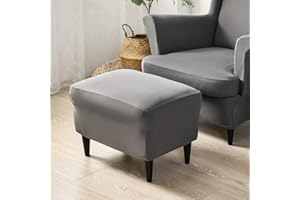 Highdi Ottomane Schonbezug Hockerbezug, Einfarbig Hocker Husse für Fußhocker Rechteckig, Stretch Bezug Ottomane Abdeckung Überzug Hocker Protector Waschbar Hockerabdeckung (Dunkelgrau,Hockerbezug)