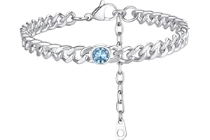 ChainsHouse Women Anklets Ankle Bracelets, Stainless Steel Cuban Link Anklet Feet Jewellry Men Chain for Summer Beach, Silver/Gold Plated/Black