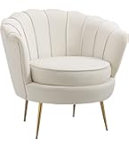 Poltrona In Velluto Con Schienale A Petalo - Elegante E Comoda Per Camera Da Letto E Soggiorno, Rosa - Foto 2