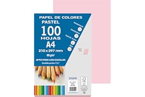 Dohe - Folios Rosa Pastel (100 uds.) - Papeles A4 (21x29,7 cm), Grosor 80 gr/m², Hojas para Imprimir, Dibujo, Manualidades, Decoración, Encuadernación
