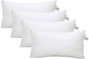 ACCENTHOME Cushion Inner Pads (Pack of 4) 12" x 20" Throw Pillow Inserts | Hypoallergenic Square Cushion Fillers - Hollowfiber Pillow Sham Stuffer (30 x 50 cm, White)