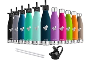 AORIN Wysokiej jakości izolowane próżniowo butelki na napoje ze stali nierdzewnej - 24 godziny chłodzenia i 12 godzin lakierowania proszkowego, odporne na zarysowania, łatwe do czyszczenia