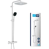GROHE Vitalio Comfort 250 Shower Column with Thermostatic Tap (Water Saving, 2 Jet Types, Durable), Chrome 26696001
