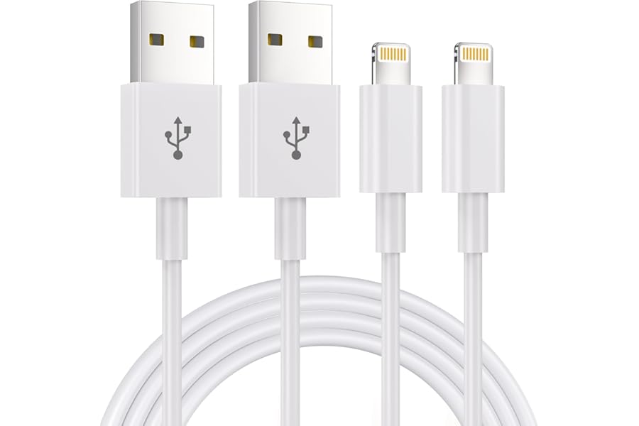 2Pack 1.8M iPhone Charger Cable [Apple MFi Certified] Lightning to USB Cable Lead 6 Foot, 2.4A Fast Charging Cable for iPhone 14 13 12 11 Pro Max XS XR X 8 7 6 Plus 5, iPad and iPod