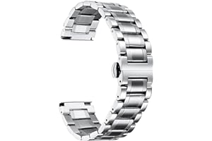BINLUN Stainless Steel Watch Bands 12mm-24mm Replacement Smart Watch Straps with Straight&Curved Ends Universal fit for Samsung Galaxy Watch 6/5/4/3,Fit for Garmin Watch Women/Men