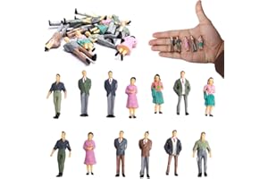 NHQZ 13 Pezzi Mini Figurine Modello in Scala 1:50 dei Treni Architettonici, Figure di Persone Dipinte in Plastica