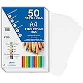 Dohe - A4 White Card (50 pcs.) - Size 21 x 29.7 cm, Thickness 180 g/m&sup2;, Crafts, Printing and School Supplies