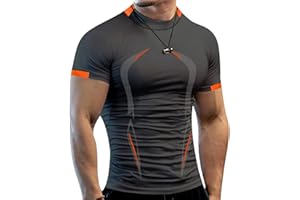 Caziffer Fitness T-Shirt da Allenamento a Manica Lunga/Corta da Uomo Aasciugatura Rapida Maglie Compressione Uomo Maglietta Palestra Atletica