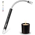 FISHTEC Accendino Elettrico USB Ricaricabile - Arco Antivento Con Lampada LED Integrata - Testa Flessibile 21 Cm - Nero