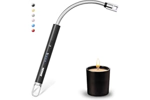 VEHHE Accendino Elettrico,Accendigas USB Ricaricabile，Accendigas Elettrico Cucina Accendino Lungo per Candele leggere Stufe a gas Barbecue da campeggio,Collo Lungo Girevole a 360° Nero