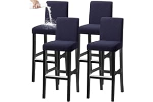KELUINA Bar Stuhl Hocker Abdeckungen, Stretch Abnehmbare Waschbare Stuhl Slipcover für Kurze Dreh Dinning Stuhl Rücken Stuhl Bar Hocker Stuhl (Marine,4er-Set)