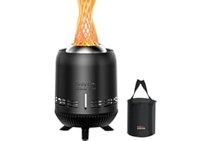 Onlyfire Rauchfreie Pellet Feuerschale, Raucharmer Feuerschalen für den Garten, Tischkamin mit Tragetasche für Balkon & Camping, Edelstahl Tischfeuer für Pellets und Holz, 15x24cm, Schwarz