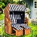 Produktbild Möbelcreative Strandkorb Ostsee XXL Volllieger 2 Sitzer - 120 cm breit - blau weiß kariert inklusive Schutzhülle, ideal für Garten und Terrasse