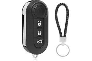 KNOCERY Coque de Clé de Voiture Compatible avec Fiat 500 Doblo Ducato Panda Punto, Coque de clé de Rechange, 3 Boutons Boitier Clé de Voiture avec Porte-clés Pilot, Boîtier Pliable