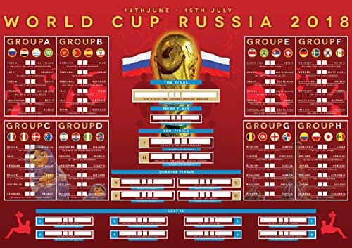 Extra Large A1 Russia World Cup 2018 World Cup Wall Chart - 84cm x 50cm