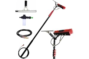 SADOMAIN Teleskopstange Fensterreinigung 3.6-10.8M Teleskop Waschbürste mit Fensterwischer zur Reinigung von Solaranlage Terrassendach Wintergarten Reinigungsset PV Anlage Reinigung (35cm Brush,6M)