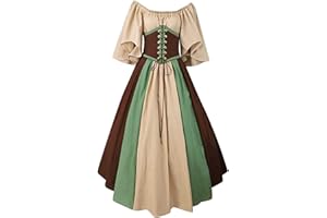 Fannyfuny Mittelalter Kleid Mädchen Renaissance Retro Partykleid Mittelalter Kostüme Damen Gothic Kleider Halloween Karneval Kostüm Damen Vintage Maxikleid für Halloween Karneval Kostüm