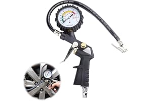 BASTOUR Manometro Pressione Pneumatico, Manometri di Pressione Pneumatici, Pistola di Gonfiaggio Pneumatici, Tester di Pressione Pneumatici, Pistola di Gonfiaggio Manometro, Manometro Meccanico, Maniglia