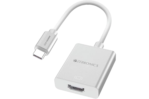 ZEBRONICS TA150H Type C to HDMI Converter, HDMI 4K, 15cm Cable, Compatible with MacBook Samsung DeX Windows Laptop, Elegant Matte Aluminium Design