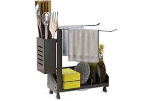youjia Organizador de Fregadero Cocina Soporte Estropajo Fregadero de Acero Inoxidable con Tubo de Palillo Organizador Sink Caddy Organizar Utensilios de Cocina