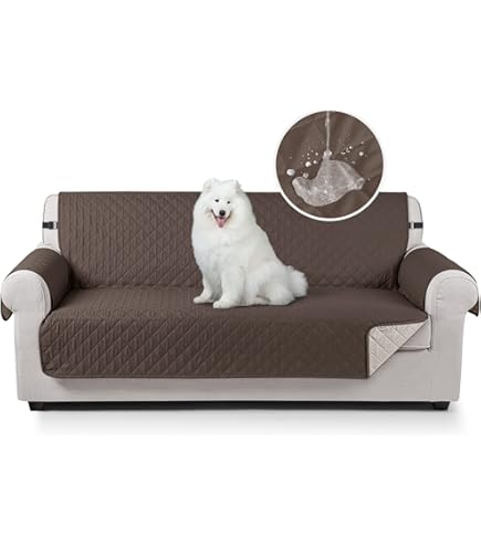 100% waterdichte fauteuil bankhoes, 3-zits ligbankhoes, voor 3 kussens, bank, waterdicht, wasbaar, fauteuil, bankbeschermer, voor honden, huisdieren met antislip achterkant en riem (medium, stoffig blauw