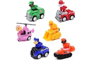 LGQHCE Dog Patrol Vehicle with Figure, 6PCS Dog Patrol Cars Toy Car Seat Vehicle with Collectible Figure for Kids Dog Pull Back Cars Toy Set Mini Play Vehicle Collectable for Christmas Birthday Children Gift