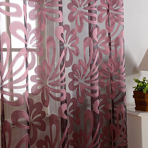 Top Finel Window Net Voile Curtain Panel Geometric Pattern,Grommets,Single Panel (90